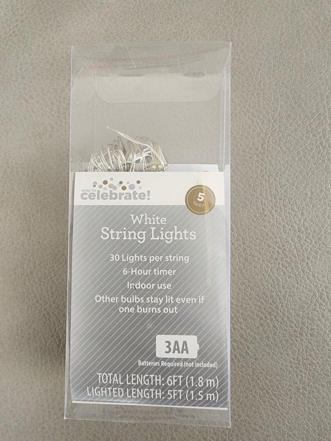 Celebrate 5' White String Lights - Etsy