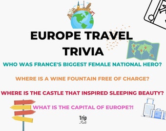 Europe Travel Trivia | Virtual Travel Quiz | PC and MAC | Zoom Game | Fun travel facts | Family Party Game | Game night | Pub Bar Trivia