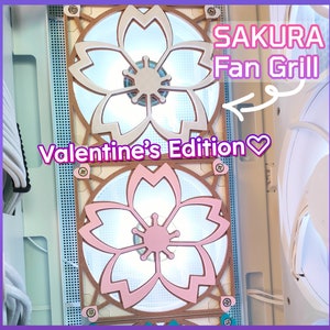 Sakura Valentines Edition Gaming Computer Fan Shroud / Cover / Grill - 120mm, 140mm - Custom 3D Printed - Cherry Blossom - Cute PC Setup