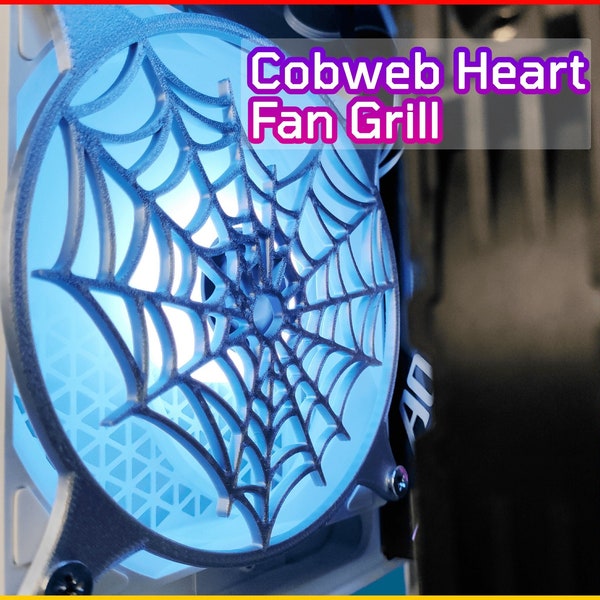 Cobweb Heart - Gaming Computer Fan Shroud / Grill / Cover - 120mm, 140mm - Halloween - Imprimé 3D - Accessoire PC - Cadeau effrayant mignon