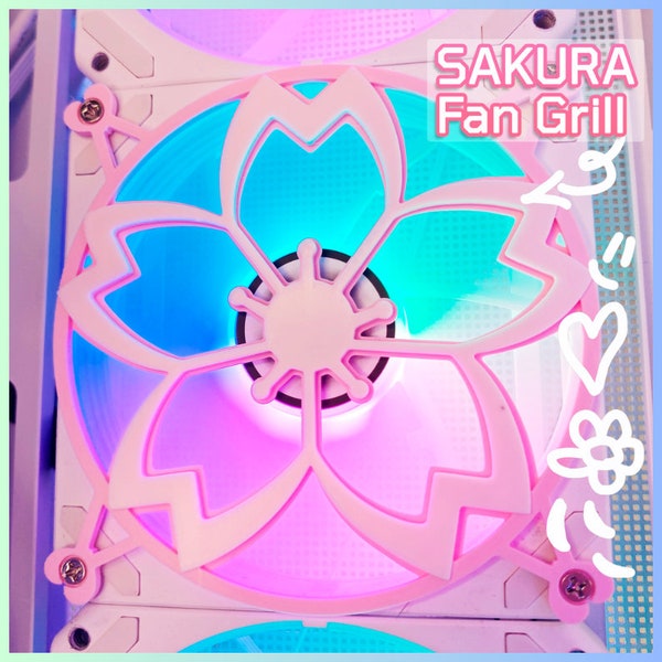 Sakura Cherry Blossom V2 - 120mm, 140mm - Fan Shroud / Cover / Grill - Custom 3D Printed - Gaming PC Accessory - Kawaii Setup - Dual Color