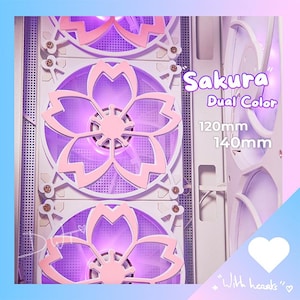 Sakura Dual Color Fan Grill - 120mm, 140mm - Cover, Shroud - Custom Gaming PC Accessory - Cute Kawaii Setup
