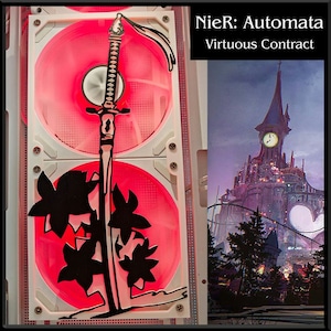 Virtuous Contract - Gaming PC Fan Cover / Shroud / Grill - 240mm, 280mm - NieR Automata - Custom 3D Printed - Computer Accessory - 2B Sword