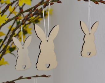 Osteranhänger Hase im 6er Set Holz | Osterdeko Fenster zum hängen | Deko Frühling | Ostern Aufhängen | Hängedeko modern | Geschenk Osterhase