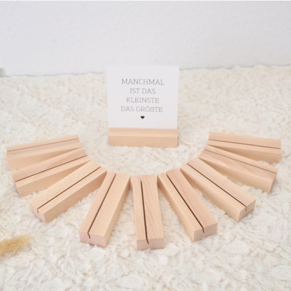 10 Stück Kartenhalter aus Holz | Menükartenhalter Hochzeit | Tischkartenhalter Platzkarten Set | Fotohalter | Holzständer | Postkartenhalter