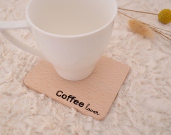 Untersetzer Coffee Lover aus Holz | Glasuntersetzer für Gläser | Tisch Deko Boho | Geschenke Mitbringsel Einzug | moderne Tassenuntersetzer