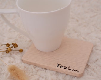 Untersetzer Tea Lover aus Holz | Glasuntersetzer für Gläser | Tisch Deko Boho | Geschenke Mitbringsel Einzug | moderne Tassenuntersetzer