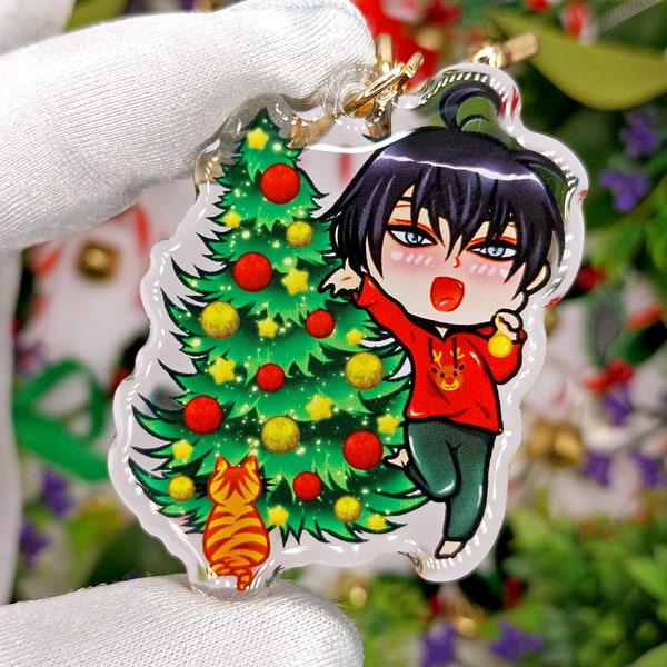 19 Days Tianshan He Tian acrylic christmas themed keychain keyring bag charm with epoxy finish