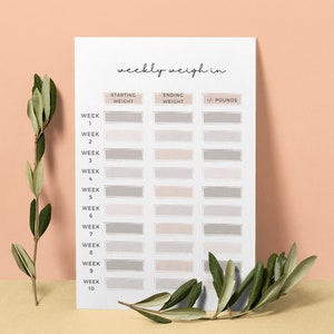 Weekly Weigh in Printable Template| Weight Loss Tracker| 60 Week ...