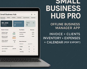 Offline Small Business Manager | Invoicing, Inventory (PDF Export)