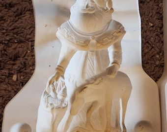 Vintage Slip Cast Mold- Ceramic- Christmas- Santa and Deer- Gare Molds