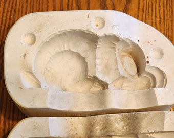 Vintage Slip Cast Mold- Ceramic- Stitched Sleeping Deer- Kimple Molds