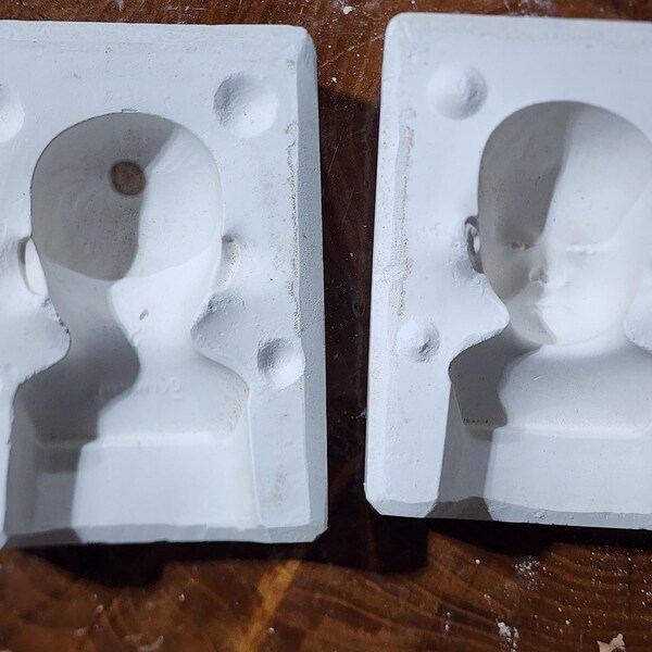 Vintage Slip Cast Mold- Ceramic- Small Doll Head with shoulders