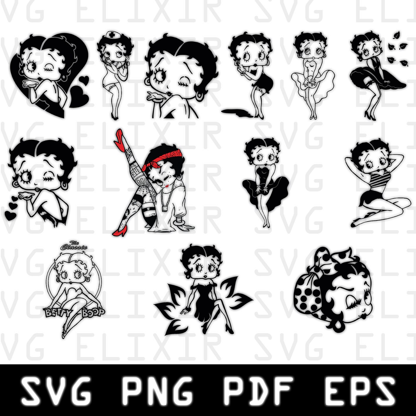 Betty Boop SVG Betty Boop Vector Betty Boop Silhouette SVG - Etsy Singapore