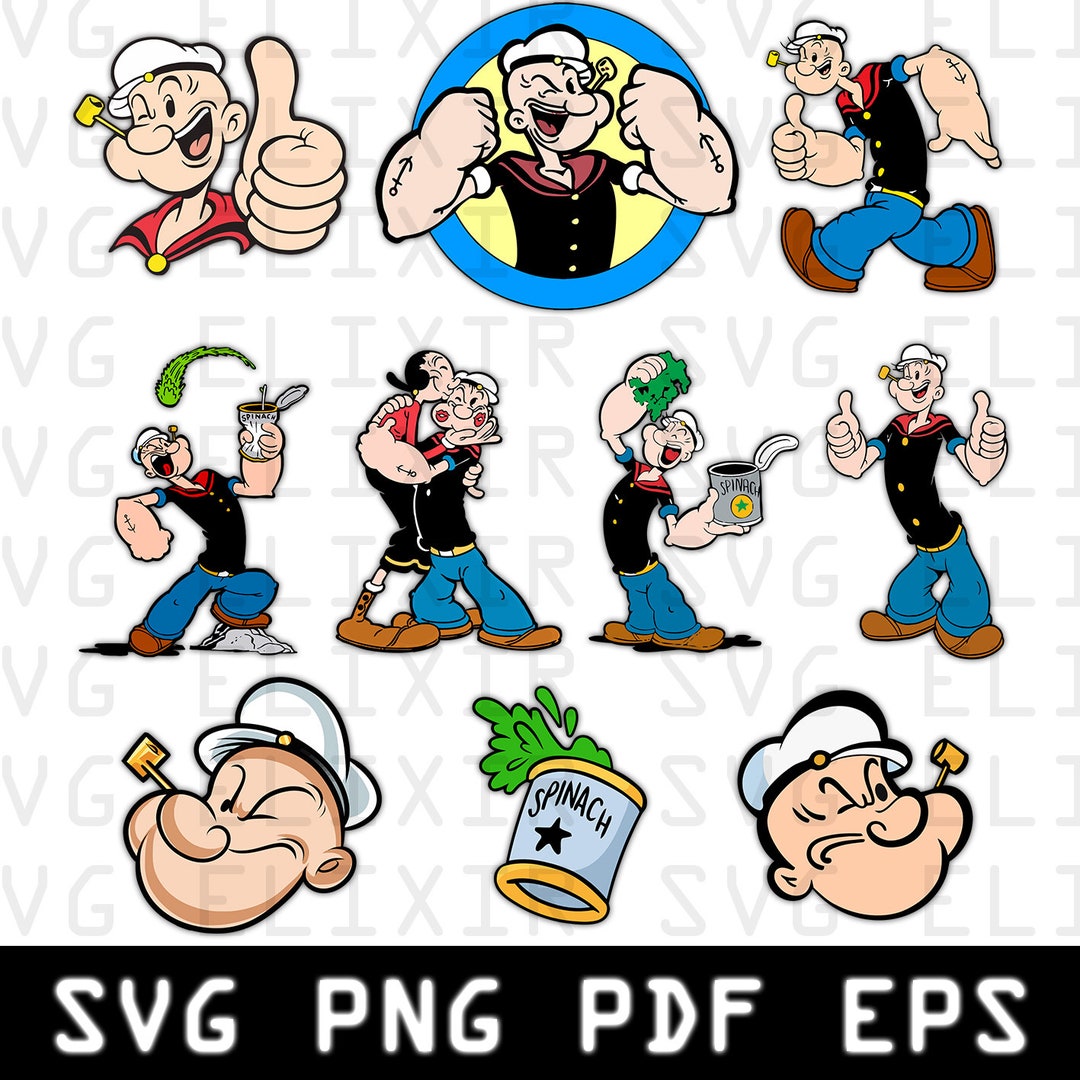 Popeye SVG Popeye Vector Popeye Svg Bundle Popeye Vector Etsy
