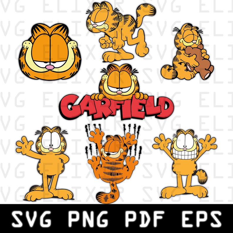 Garfield SVG Garfield Vector Garfield Svg Bundle Garfield - Etsy
