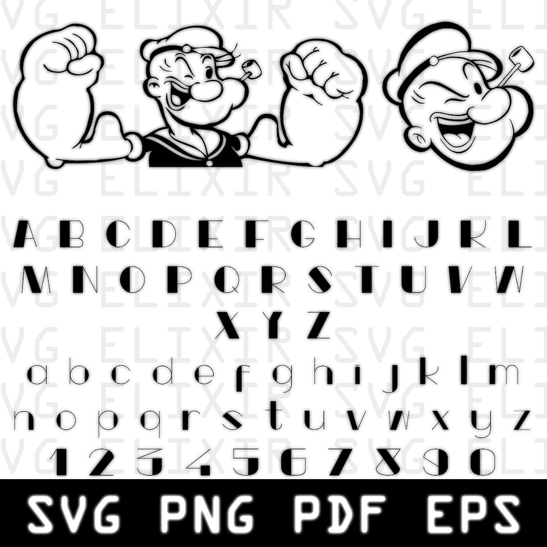 Popeye SVG Popeye Vector Popeye Font SVG Popeye Alphabet Etsy Singapore