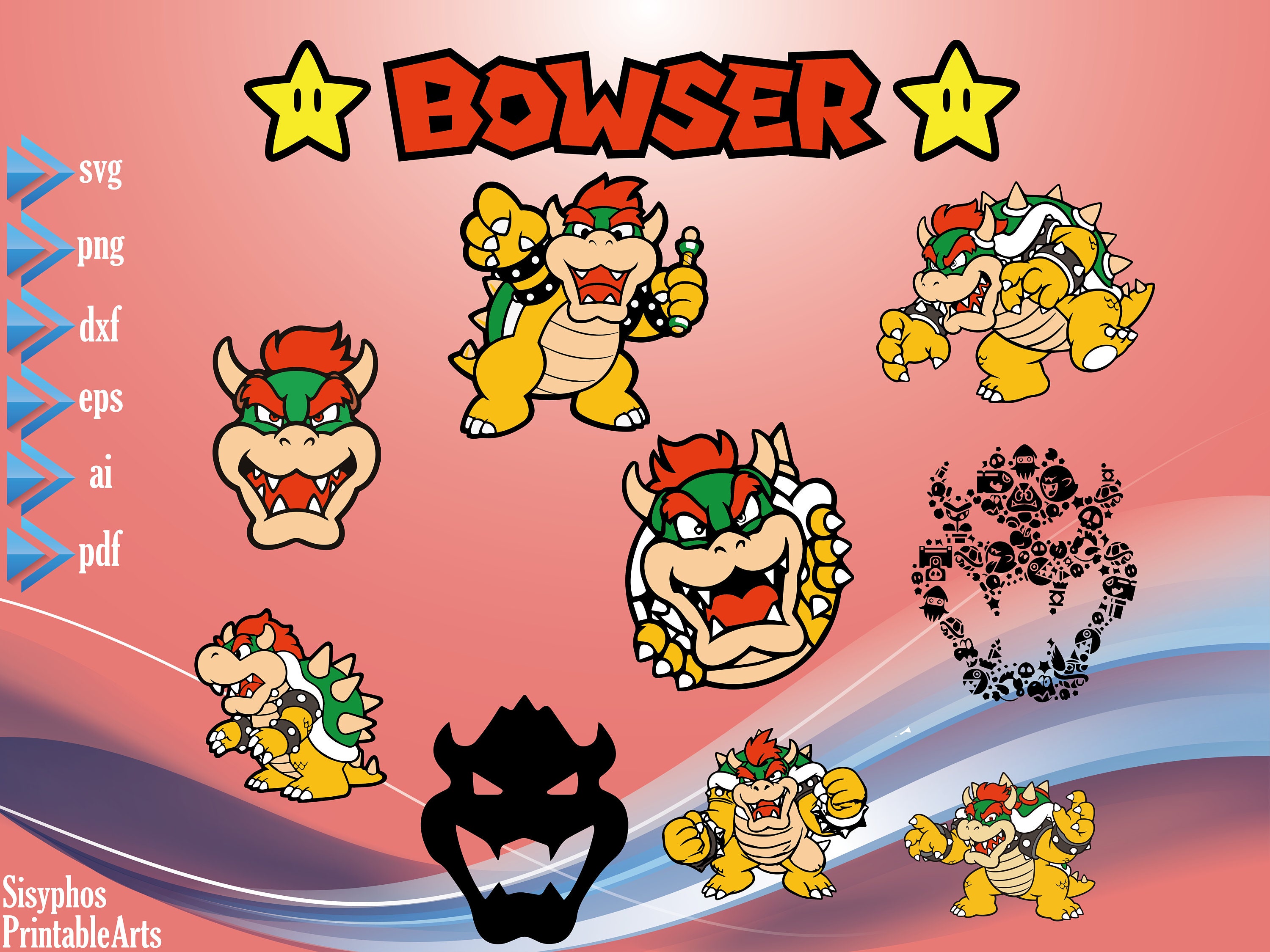 Bowser Svg Bundle Super Mario Svg Anime Svg Video Game - Etsy