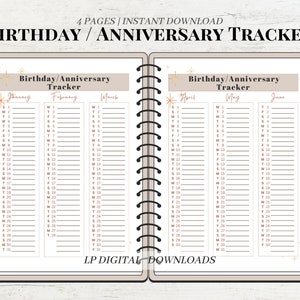Birthday Anniversary Tracker 2023 | Birthday Tracker | Anniversary Tracker | Calendar 2023 | Birthday List | Printable | Instant Download