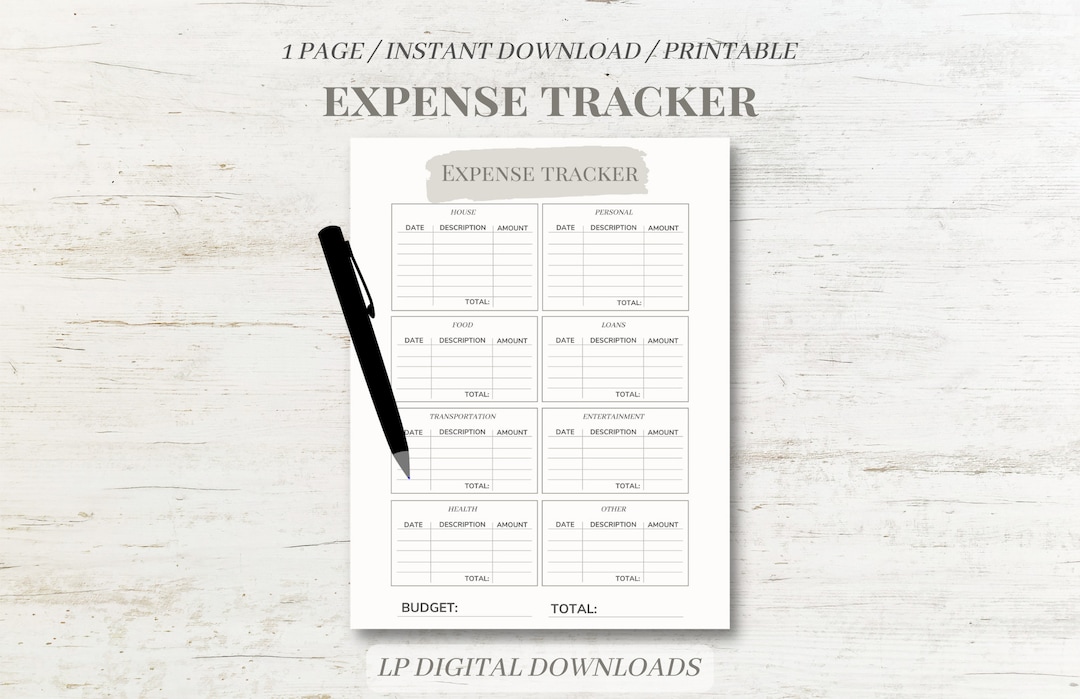 Expense Tracker Printable Template | Budget Tracker | Monthly Budget ...