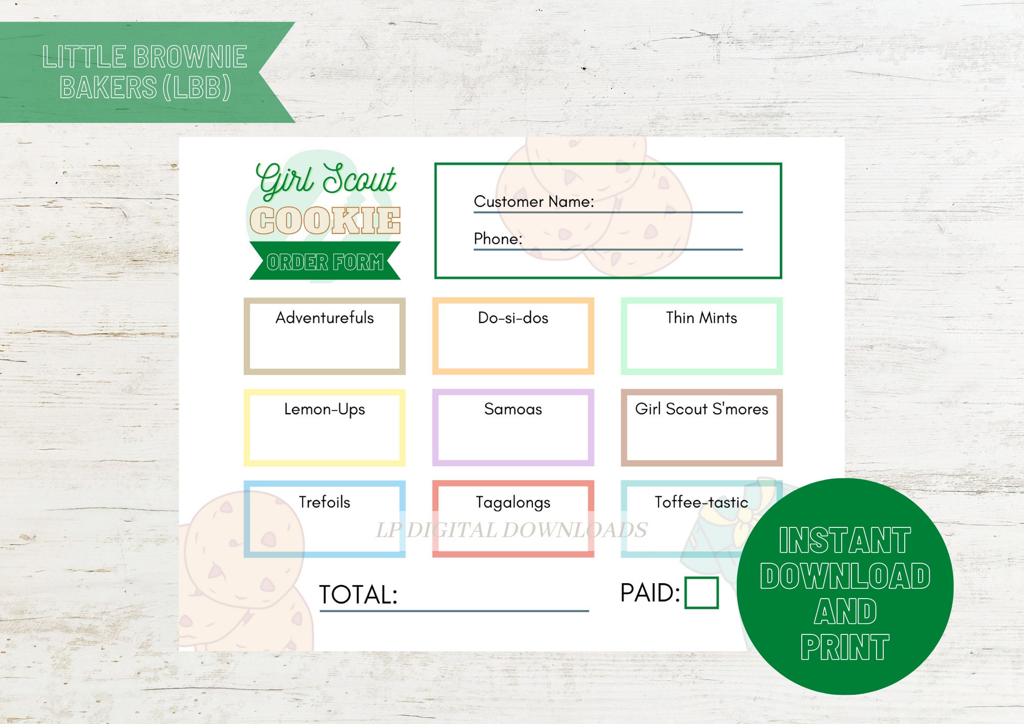 Girl Scout Cookie 2022-2023 Order Form | Little Brownie Bakers (LBB ...