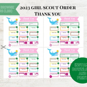 2023 Girl Scout Cookie Thank You Cards | Little Brownie Bakers (LBB) | Girl Scout Cookie Troop Tracker | Thank You Cards | Raspberry Rally