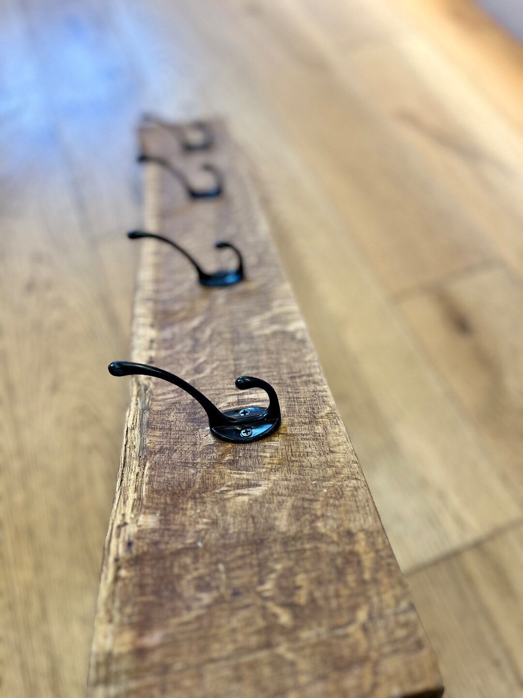 Reclaimed Oak Live Edge Wood With Blacmetal Hooks Antique Wood Photo Inspiration
