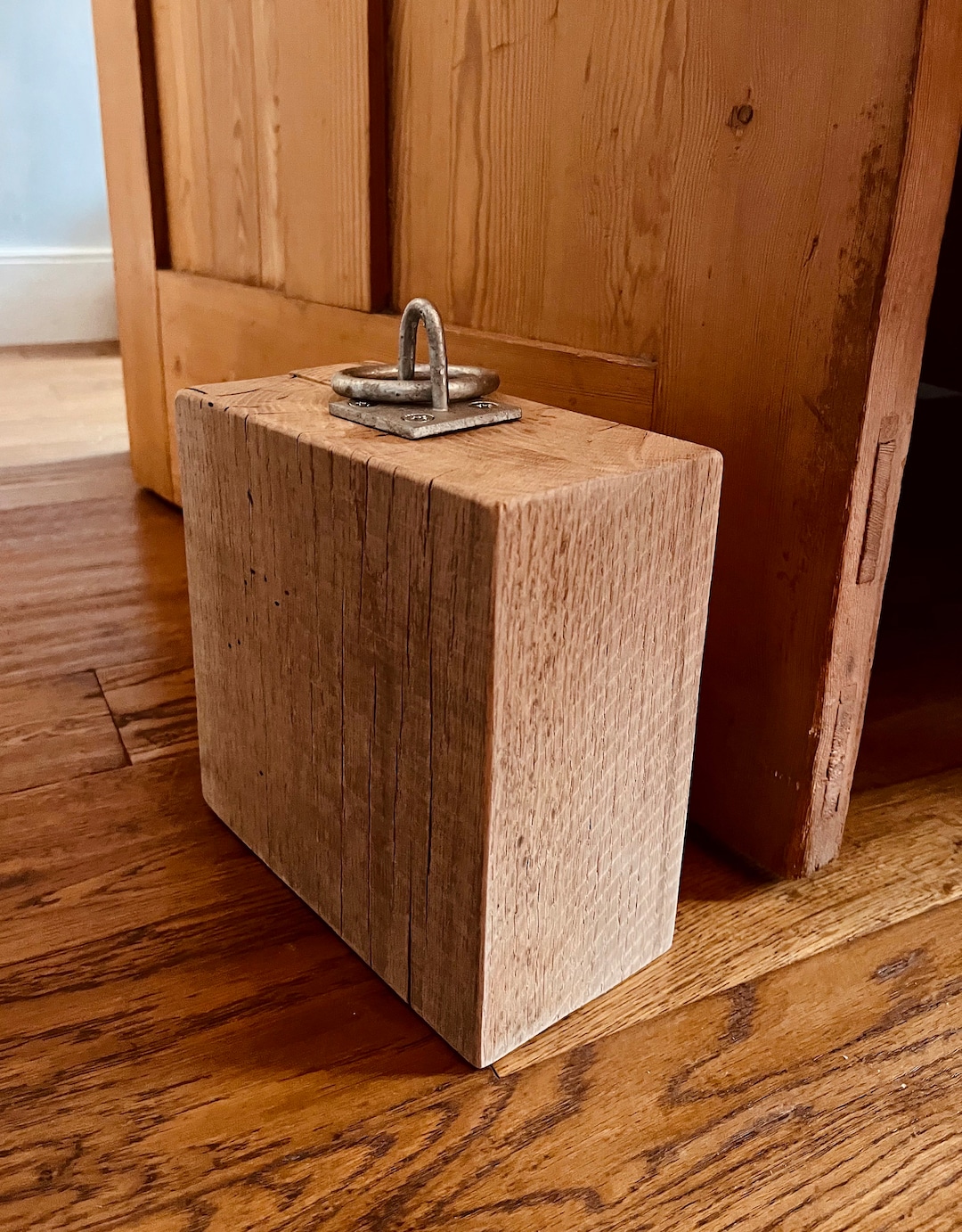 Solid Oak Heavy Door Stop Rustic Chunky Oak Doorstop Indoor Outdoor