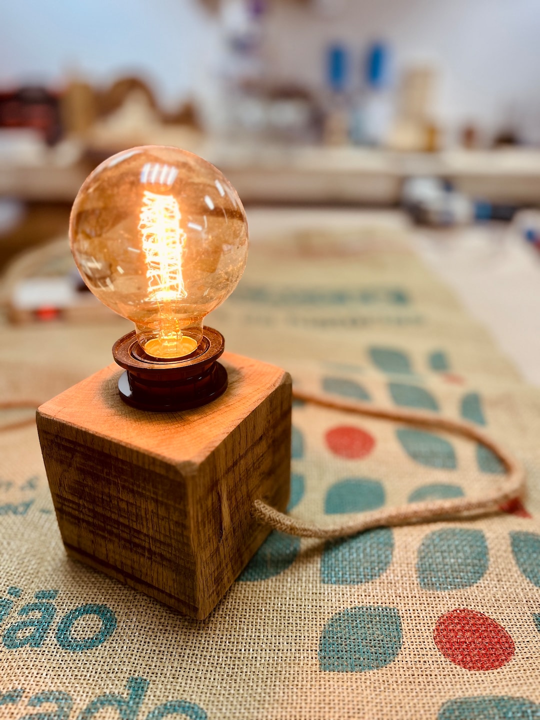 Rustic Task Light Handmade Rustic Shelf Desk Light Lamp From Reclaimed Oak 10cm Block ...