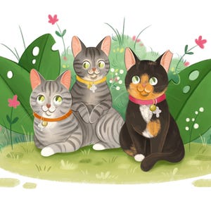Retrato de mascota personalizado, estilo de dibujos animados, dibujo a partir de una foto, imagen personalizada de perro o gato, regalo personalizado para el dueño de la mascota, ilustración de animales