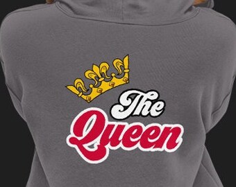 The Queen Crop Hoodie-Lady/Crown/Girly/Colorful/Pink