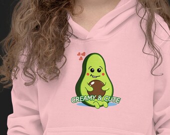 Avocado Creamy & Cute Kids Hoodie-Hearts/Cute/Green/Colorful/Art
