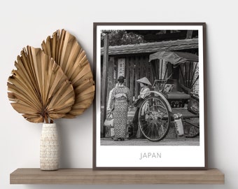 Poster • Photographie du Japon • Noir et blanc • Décoration murale • Cadre photo • Art mural unique • Impression photo • Rue de Kyoto