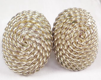 Vintage Rope Weave Design Statement Clip On Earrings