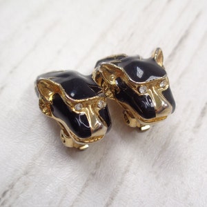 Rare 1970s Vintage Egyptian Revival Adian Mann Signed Cat Clip-On Earrings Goddess Cat Earrings image 5