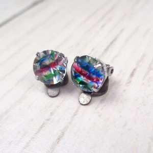 Vintage 1950s Rainbow Crystal Clip-On Earrings 画像 4