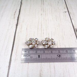 1950s Vintage Silver Clip-On Earrings with Clear Rhinestones Timeless Elegance for Brides and Special Occasions image 2