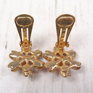 Vintage Bronze and Gold Enamel Floral Clip On Earrings image 6