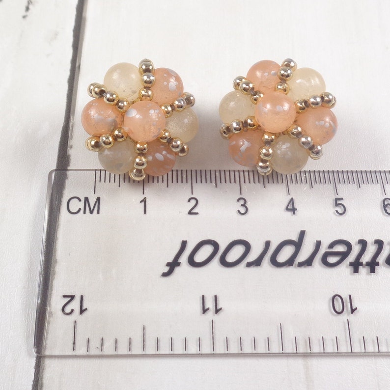 Vintage 1960s Peach Bead Clip On Earrings image 7