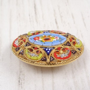 Vintage Millefiori Brooch from Italy 1950s Colourful Micro-Mosaic Oval Brooch Unique Handcrafted Jewelry image 5