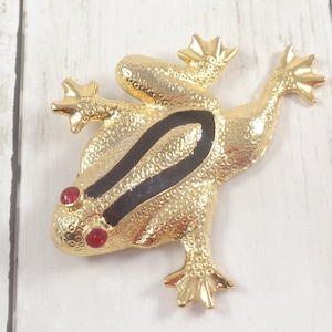 Very Large Vintage Frog/Toad Brooch, Unusual, Gold Tone, 70s Statement Pin image 1