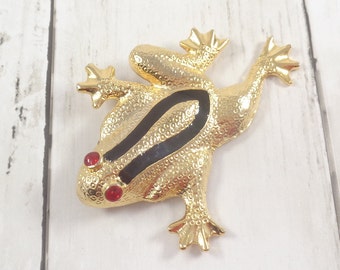 Very Large Vintage Frog/Toad Brooch, Unusual,  Gold Tone, 70s Statement Pin