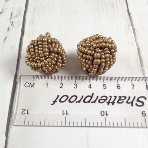 Vintage 60s Golden Brown Bead Clip Earrings image 6