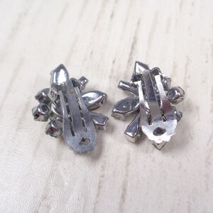 1960s Vintage Silver Tone Clip-On Earrings with Clear Rhinestones Timeless Elegance for Every Occasion image 5