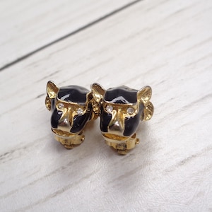 Rare 1970s Vintage Egyptian Revival Adian Mann Signed Cat Clip-On Earrings Goddess Cat Earrings image 7