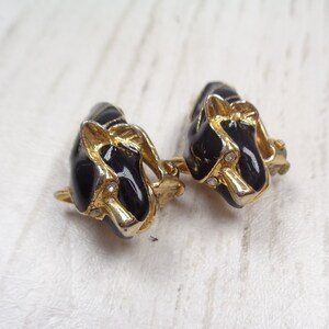 Rare 1970s Vintage Egyptian Revival Adian Mann Signed Cat Clip-On Earrings Goddess Cat Earrings image 8