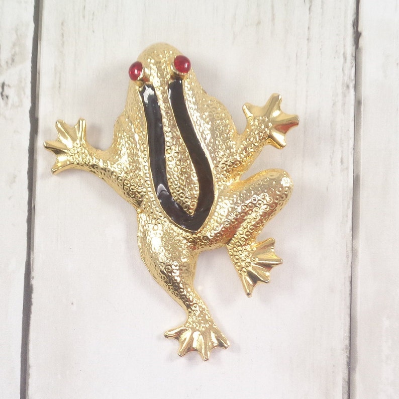 Very Large Vintage Frog/Toad Brooch, Unusual, Gold Tone, 70s Statement Pin image 5