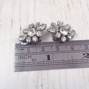 1960s Vintage Silver Tone Clip-On Earrings with Clear Rhinestones Timeless Elegance for Every Occasion image 7