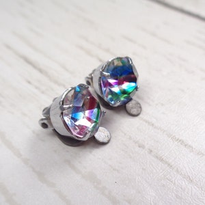 Vintage 1950s Rainbow Crystal Clip-On Earrings 画像 3
