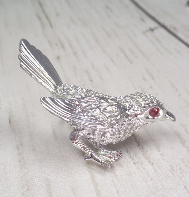 Enchanting Signed Vintage Sarah Coventry Silver-tone 'Early Bird' Brooch Wren/Sparrow Bird Brooch image 1